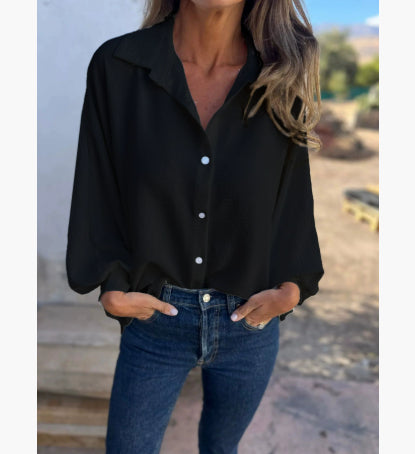 Chemise Fluide Oversize à Manches Bouffantes