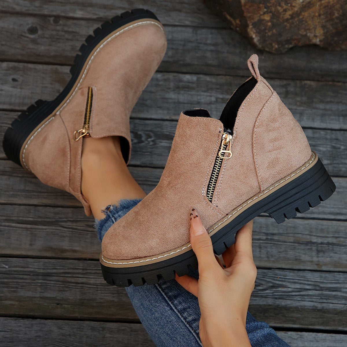 Bottines modernes à fermeture zippée – confort et style au quotidien