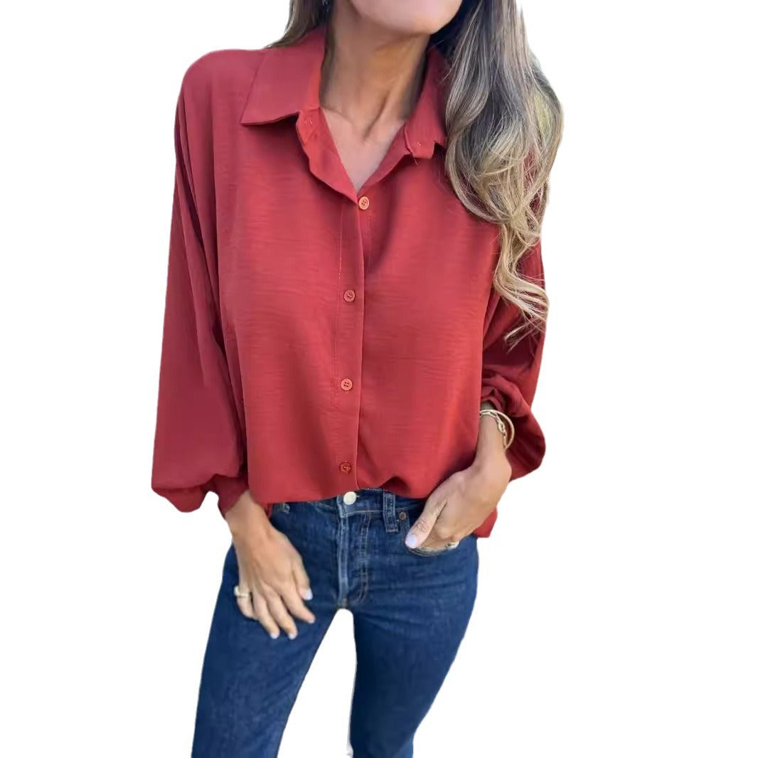Chemise Fluide Oversize à Manches Bouffantes