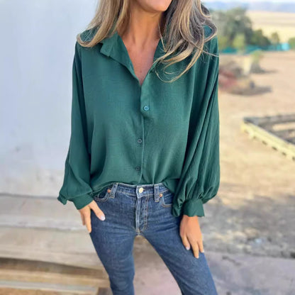 Chemise Fluide Oversize à Manches Bouffantes