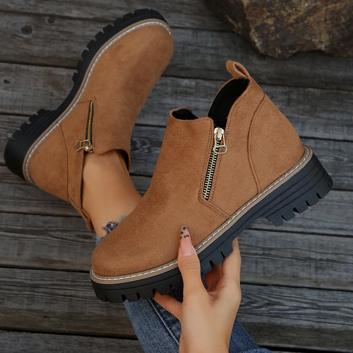 Bottines modernes à fermeture zippée – confort et style au quotidien