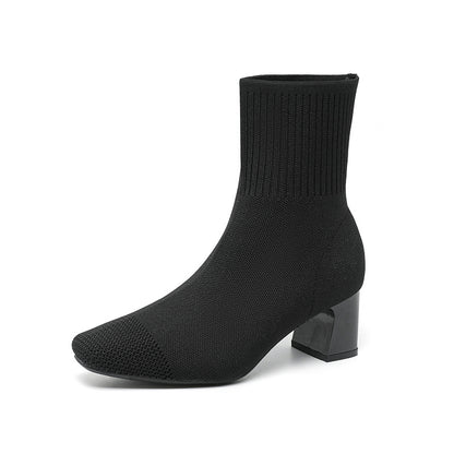 Bottines Chaussettes à Talon Carré