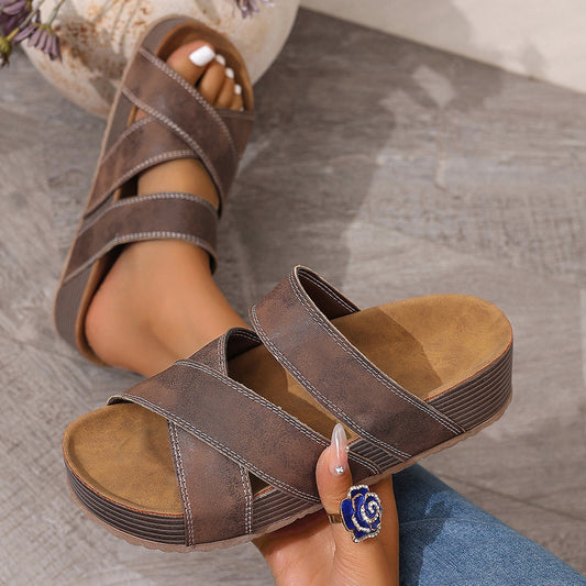 Sandales Confort à Brides Croisées – Élégantes & Antidérapantes