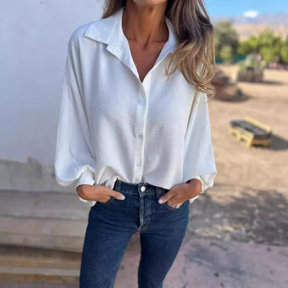 Chemise Fluide Oversize à Manches Bouffantes