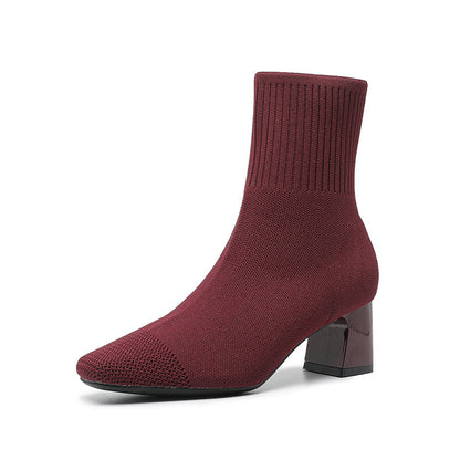 Bottines Chaussettes à Talon Carré