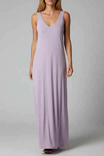 resa-Robe Longue Fluide Col V