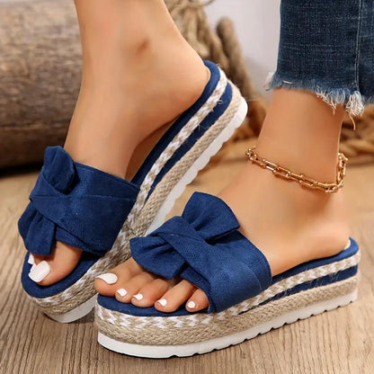 Sandales Compensées Élégance Nœud Chic