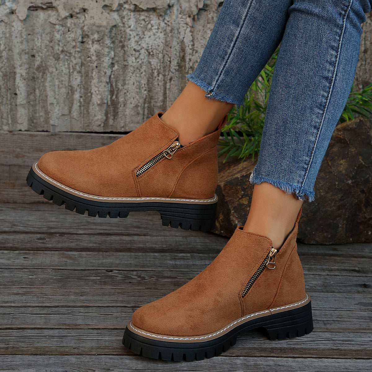 Bottines modernes à fermeture zippée – confort et style au quotidien