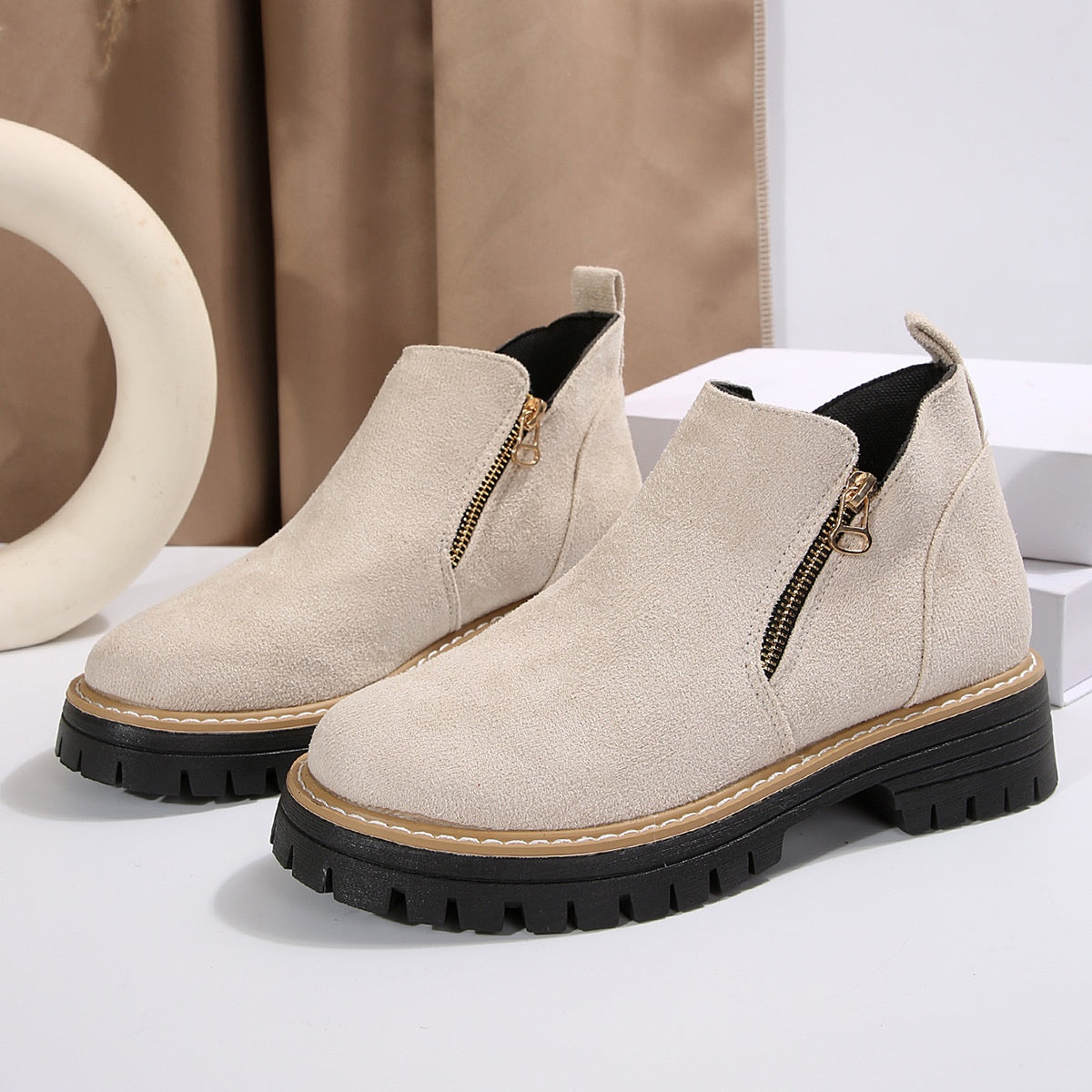 Bottines modernes à fermeture zippée – confort et style au quotidien