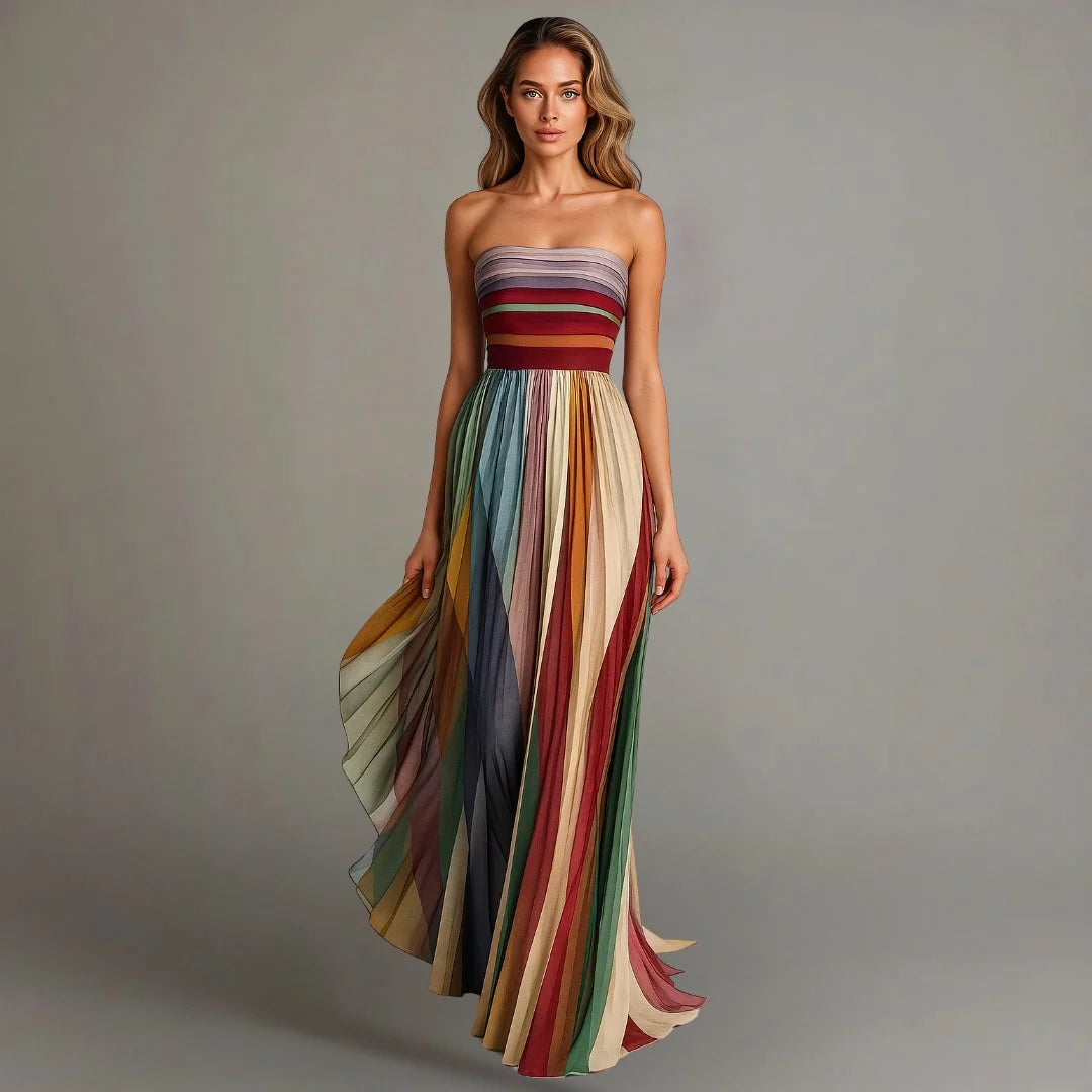 SELINA-Robe Longue Plissée Élégance