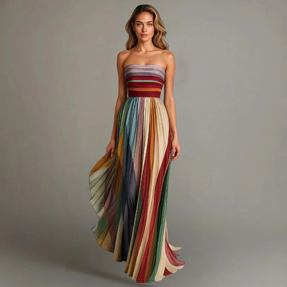 SELINA-Robe Longue Plissée Élégance