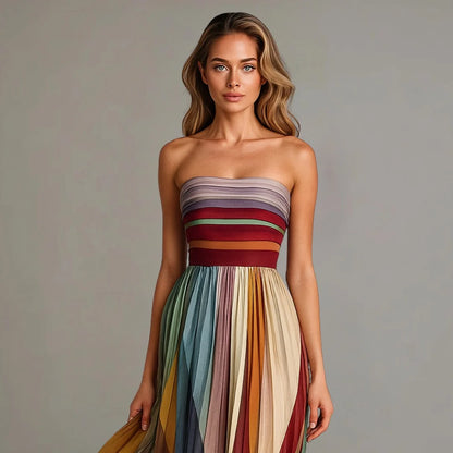 SELINA-Robe Longue Plissée Élégance