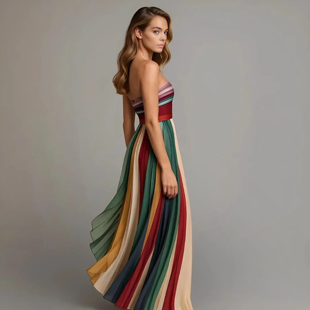 SELINA-Robe Longue Plissée Élégance