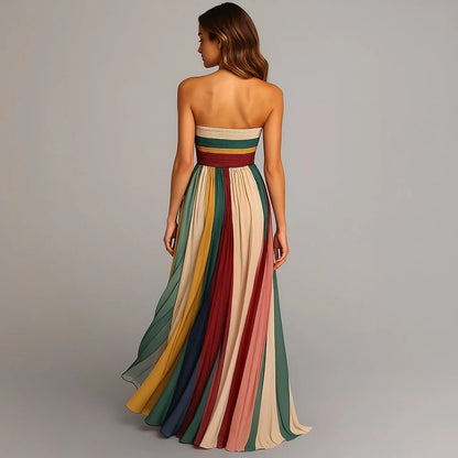 SELINA-Robe Longue Plissée Élégance