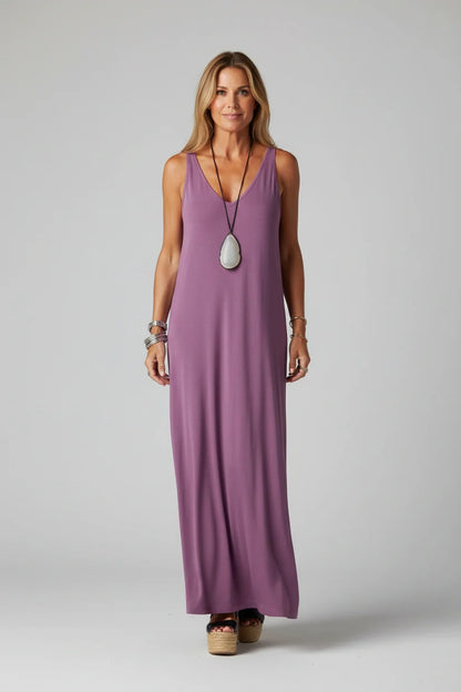 resa-Robe Longue Fluide Col V